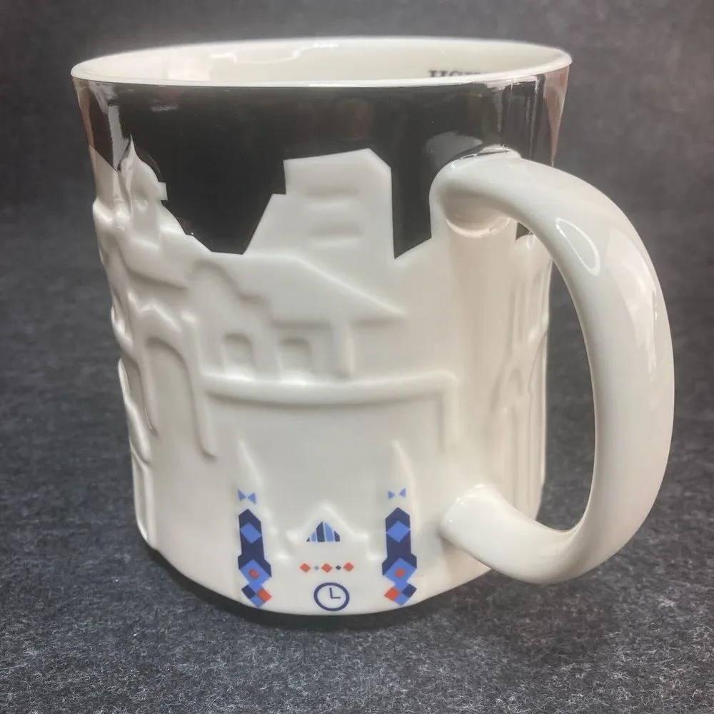 Starbucks Hsinchu‎ 2013 Relief 3D Coffee Tea Cup Mug 16 oz City Skyline Black